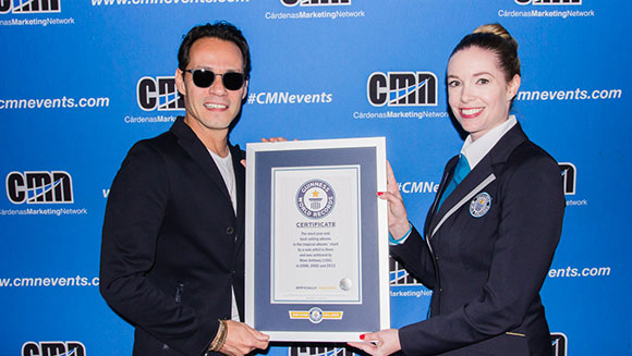 GUINNESS WORLD RECORDS™ Honors Marc Anthony with Tropical Album Charts Title