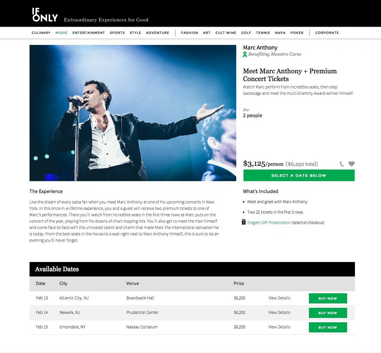 Meet Marc Anthony + Premium Concert Tickets