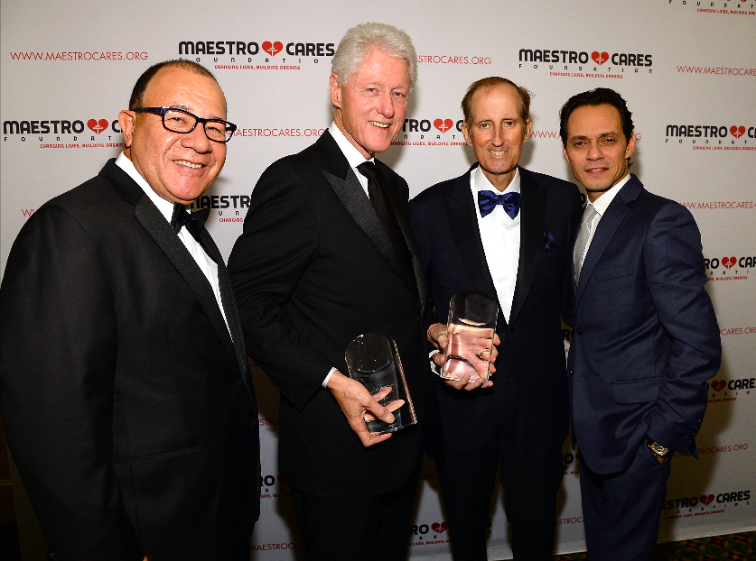 MARC ANTHONY AND HENRY CÁRDENAS PRESENTED HONORS TO PRESIDENT BILL CLINTON, FOUNDER OF THE CLINTON FOUNDATION AND 42ND PRESIDENT OF THE UNITED STATES ACCLAIMED SINGER-SONGWRITER JUAN LUIS GUERRA AND F.J. POLLACK, PRESIDENT & CEO OF TRACFONE WIRELESS AT MAESTRO CARES THIRD ANNUAL GALA AT CIPRIANI WALL STREET IN NEW YORK